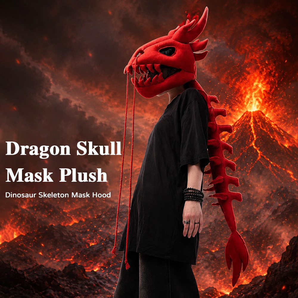 Photography Of Lighting - Dragon Skull Spine Plush Hood Long
