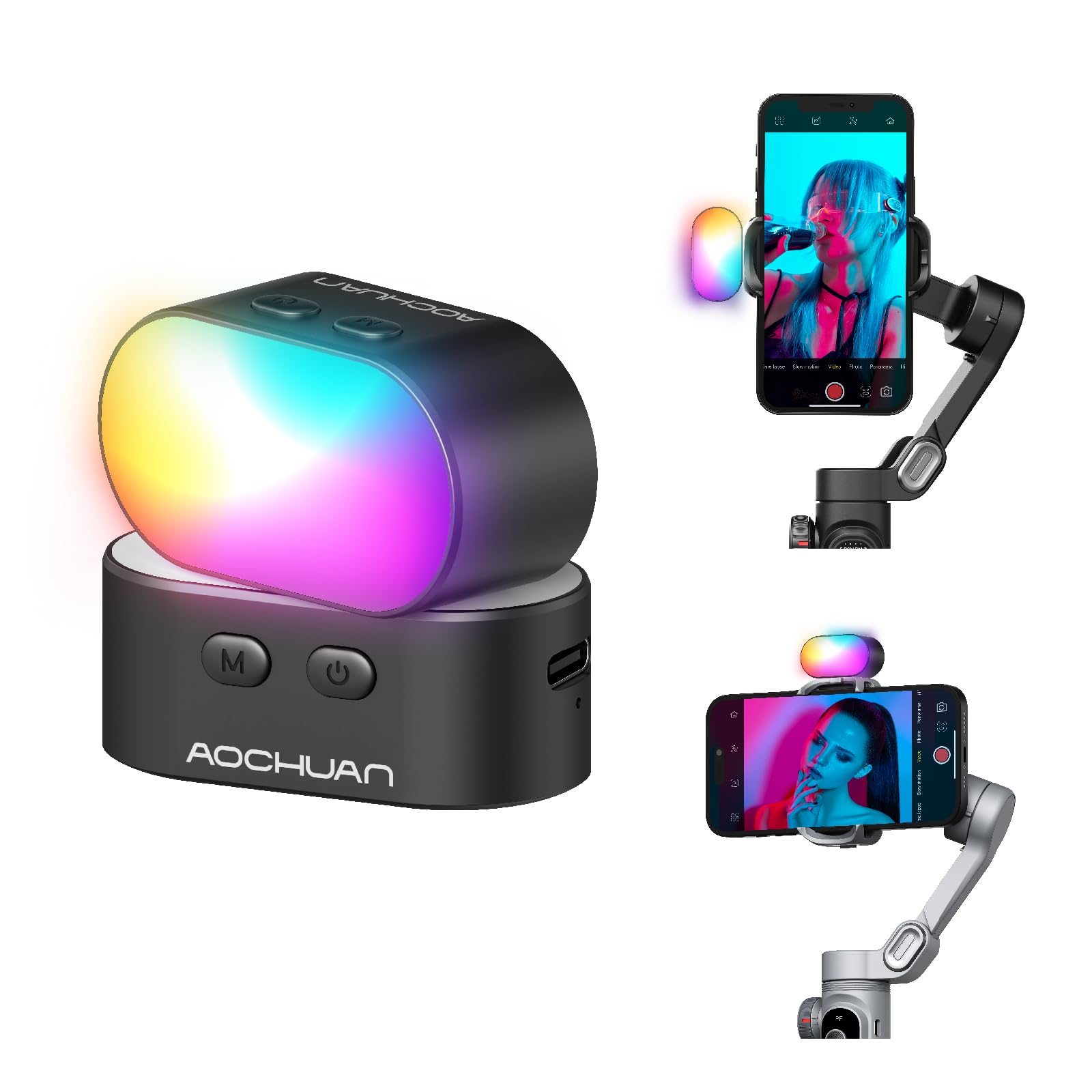 Photography Lighting Styles - AOCHUAN RGB Magnetic Fill Light for