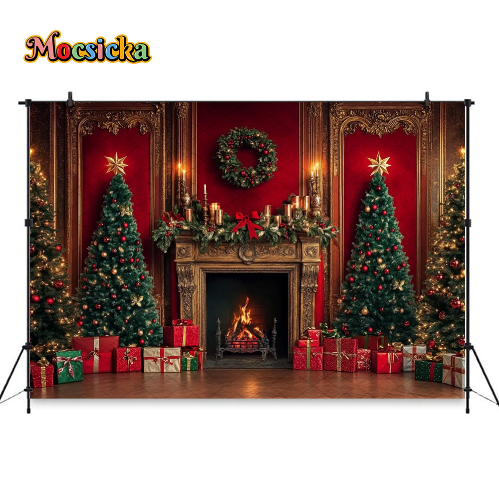 Mocsicka Red Christmas Firepla - Photography Lighting And Backdrop recension och pris