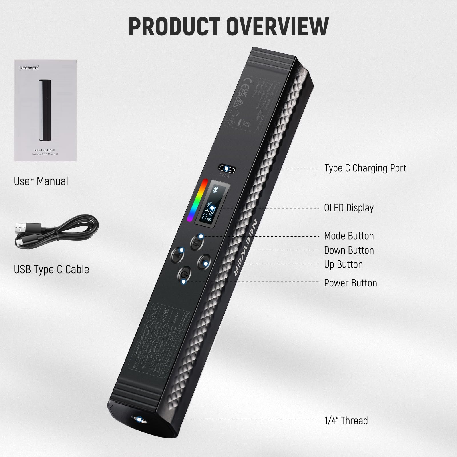 NEEWER RGB Light Wand with APP - Photography Lighting Youtube recension och pris