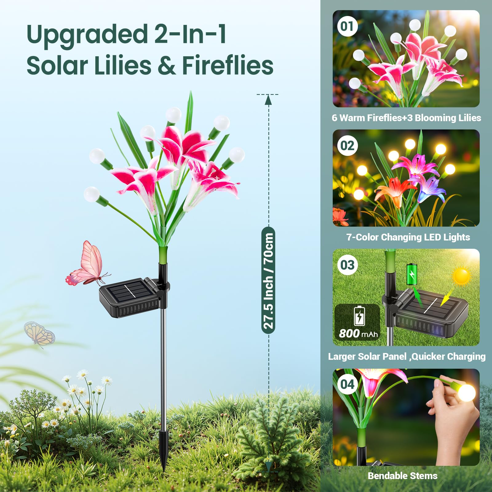 2/4 Pack Upgraded Solar Lights - Flower Photography Led Lighting Pack recension och pris