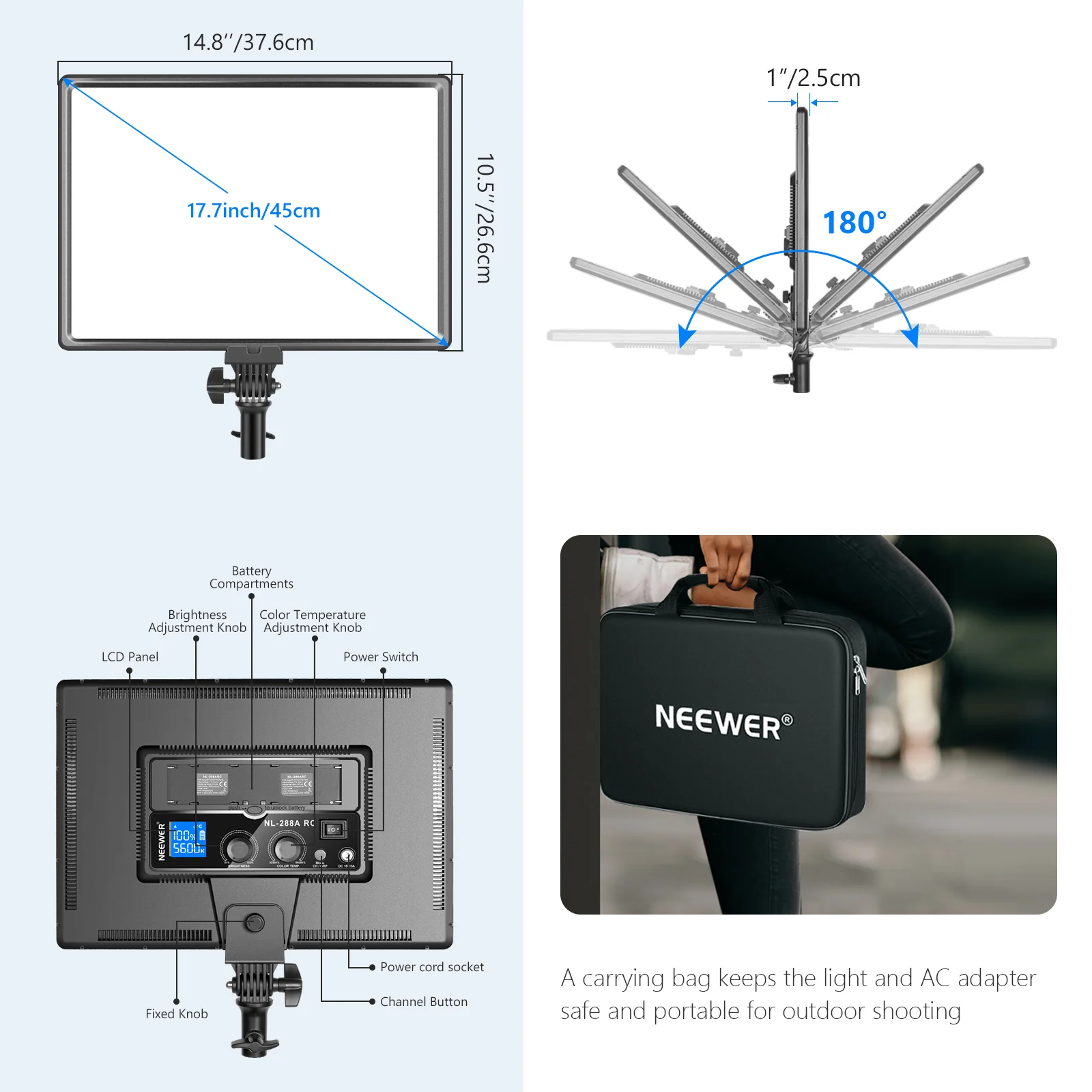 Neewer NL288 Large LED Video L - Photography Lighting Youtube recension och pris
